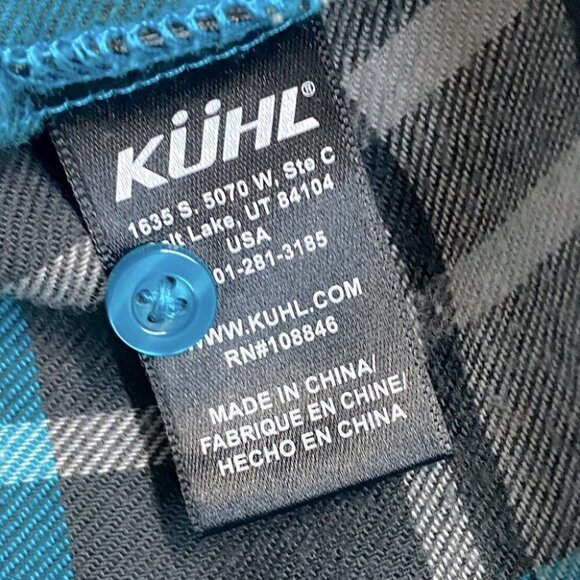 KUHL Blue Plaid Button up Shirt M - Picture 7 of 14